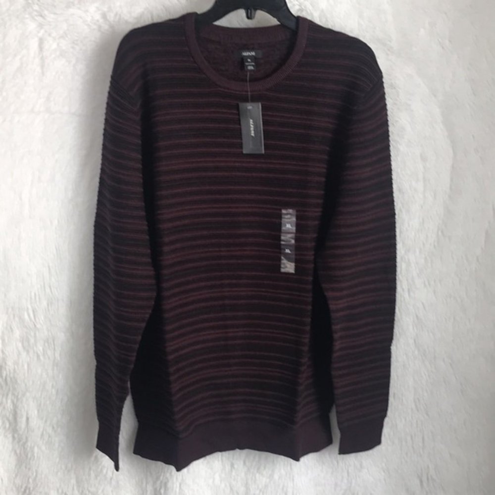 NWT Macy's Alfani Men's Sweater Port Red  Ottoman Textured Crewneck - Picture 3 of 14
